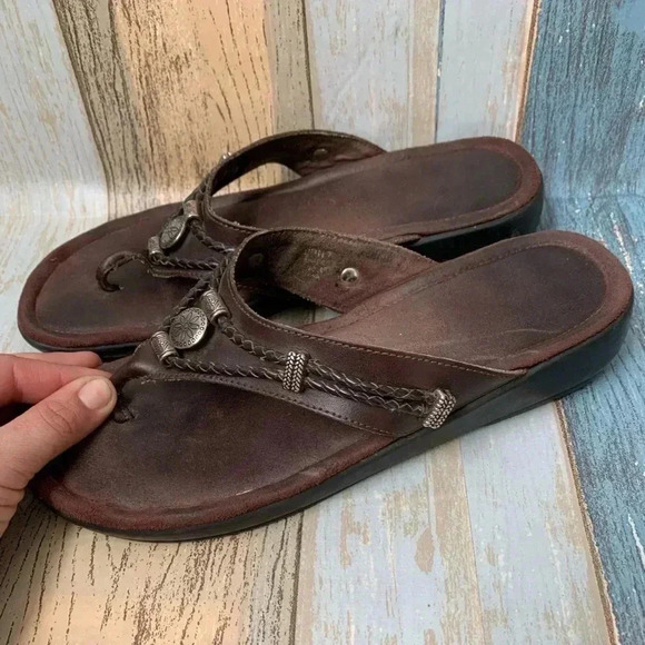 Brown Minnetonka low platform slip on sandals - Picture 5 of 7